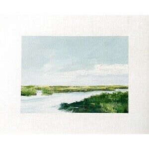 8x10 Original Oil Painting Green Salt Marsh Lowcountry Impressionist Art Signed